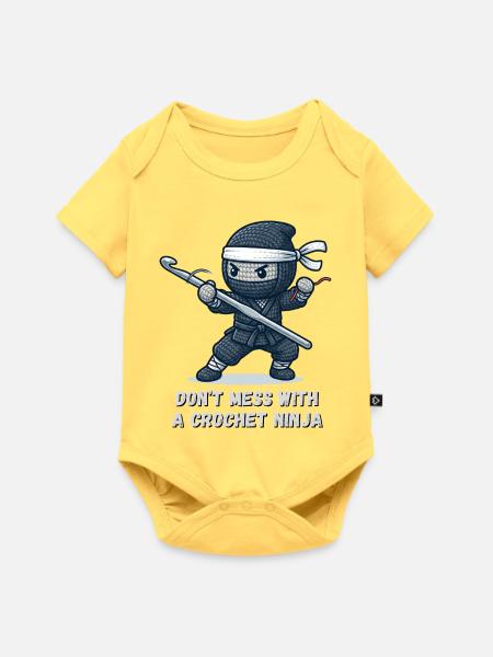 Crochet Ninja – Nicht anfassen - Baby Premium Kurzarmbody - Pastellgelb