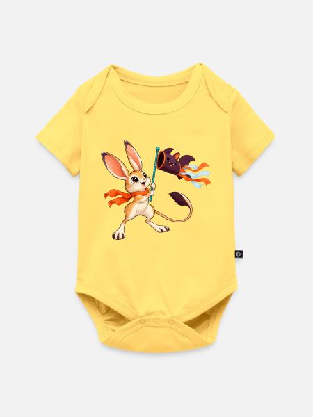 Hase mit Drachenbanner - Baby Premium Kurzarmbody - Pastellgelb