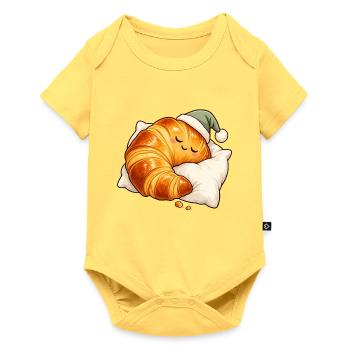 Schlafendes Croissant - Baby Premium Kurzarmbody - Pastellgelb - Vorne