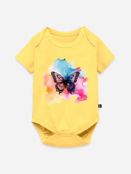 Bunter Schmetterling - Baby Premium Kurzarmbody - Pastellgelb