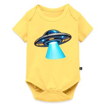 UFO Lichtstrahl Alien-Design - Baby Premium Kurzarmbody - Pastellgelb - Vorne