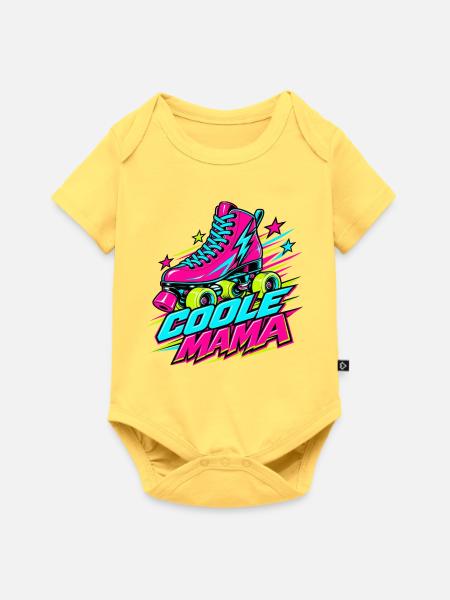 Neon Roller Mama - Baby Premium Kurzarmbody - Pastellgelb