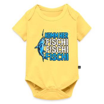 Komm Herr Fischi Angler - Baby Premium Kurzarmbody - Pastellgelb - Vorne