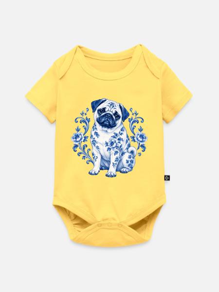 Mops Hund süßer Mops niedlicher Mops - Baby Premium Kurzarmbody - Pastellgelb