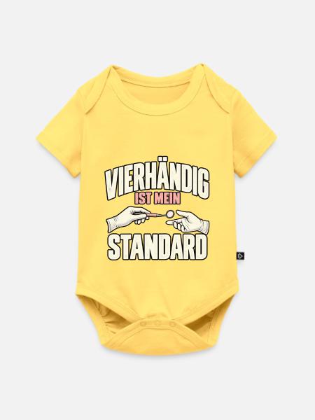 ZFA Vierhändig ist mein Standard - Baby Premium Kurzarmbody - Pastellgelb