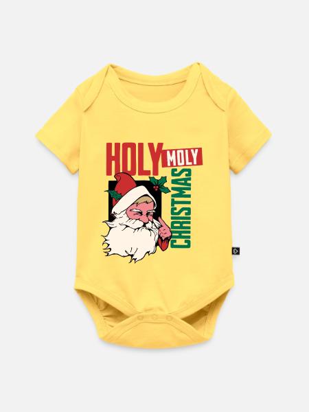 Holy Moly Christmas Santa - Baby Premium Kurzarmbody - Pastellgelb
