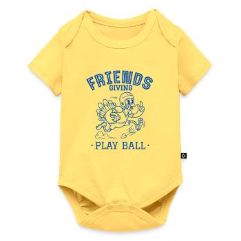 Freunde geben Ballspiel - Baby Premium Kurzarmbody - Pastellgelb - Vorne