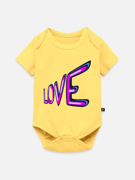 Liebe Neon-Schriftzug - Baby Premium Kurzarmbody - Pastellgelb