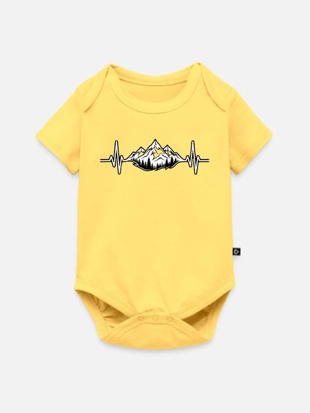 Berg-Heartbeat-Berge - Baby Premium Kurzarmbody - Pastellgelb
