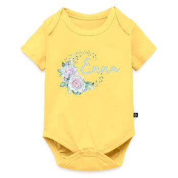 Enna Blütenname Aquarell - Baby Premium Kurzarmbody - Pastellgelb - Vorne