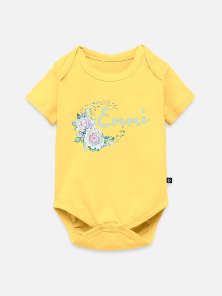 Pastell Blumenkreis Emmi Logo - Baby Premium Kurzarmbody - Pastellgelb