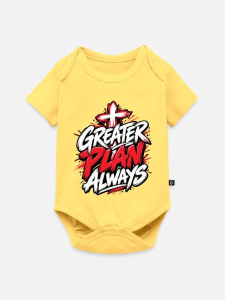 Greater Plan Always Cross Design - Baby Premium Kurzarmbody - Pastellgelb