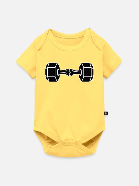 Knochen Kurzhantel Grafik - Baby Premium Kurzarmbody - Pastellgelb