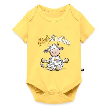 Muhditation Kuh Yoga Meditation Wortspiel Humor - Baby Premium Kurzarmbody - Pastellgelb - Vorne