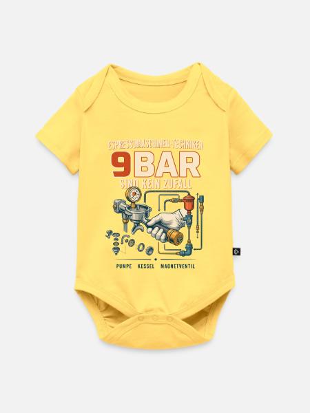 9BAR Espresso Technik Motiv - Baby Premium Kurzarmbody - Pastellgelb