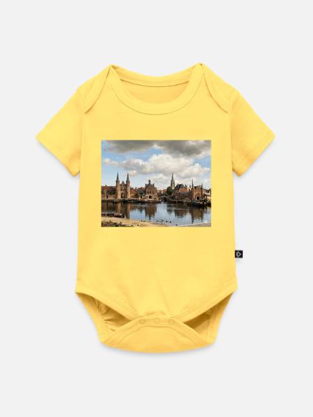 Blick auf Delft (realistisch) - Baby Premium Kurzarmbody - Pastellgelb