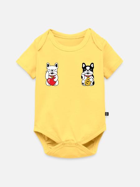 Lucky Dog - Baby Premium Kurzarmbody - Pastellgelb