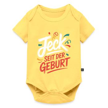 Jeck seit der Geburt Kölner Karneval Rosenmontag - Baby Premium Kurzarmbody - Pastellgelb - Vorne
