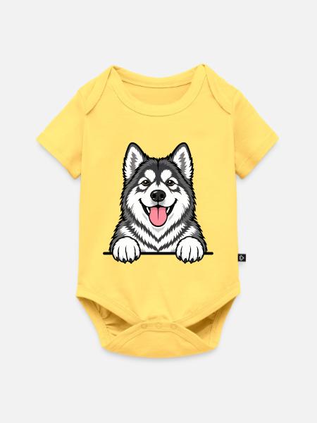 Alaskan Malamute - Baby Premium Kurzarmbody - Pastellgelb