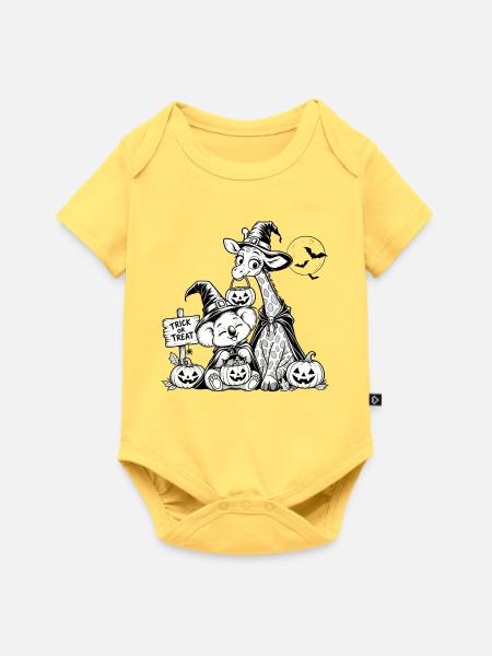 Süßes-oder-Saures-lustiges Halloween-Design - Baby Premium Kurzarmbody - Pastellgelb