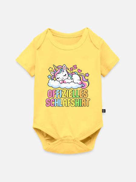 Schlafshirt Einhorn - Baby Premium Kurzarmbody - Pastellgelb