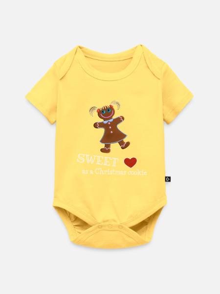 Sweet as a Christmas cookie - Lebkuchenmädchen - Baby Premium Kurzarmbody - Pastellgelb
