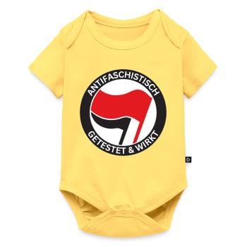 Antifaschistisch Getestet - Baby Premium Kurzarmbody - Pastellgelb - Vorne