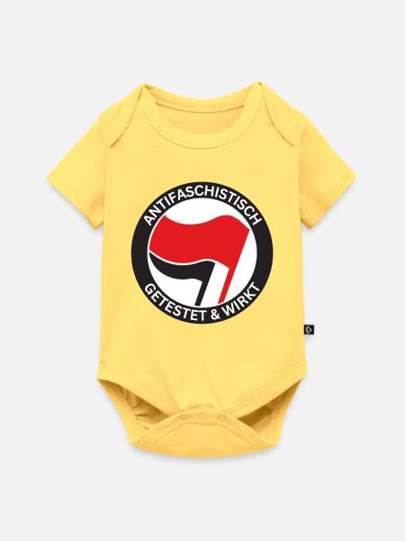 Antifaschistisch Getestet - Baby Premium Kurzarmbody - Pastellgelb