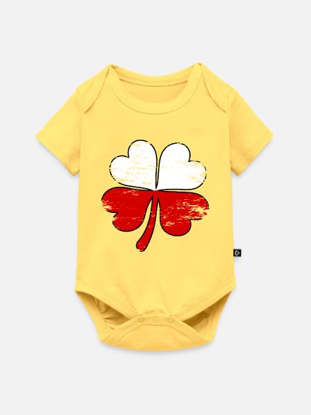 Polen Flagge Kleeblatt used - Baby Premium Kurzarmbody - Pastellgelb