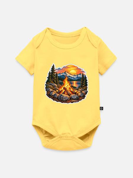 Lagerfeuer am Bergsee - Baby Premium Kurzarmbody - Pastellgelb