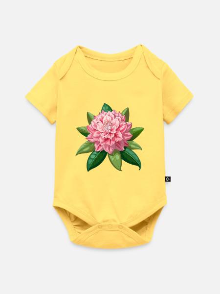 Rhododendronblüte - Baby Premium Kurzarmbody - Pastellgelb