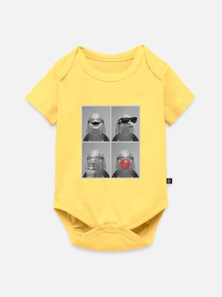 Delfine Delfin - Baby Premium Kurzarmbody - Pastellgelb