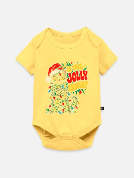 Grimmiger Weihnachtskater mit Lichtern - Baby Premium Kurzarmbody - Pastellgelb