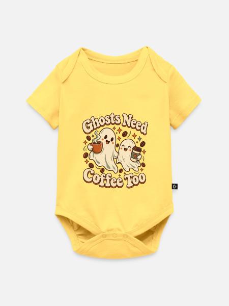 Ghosts Need Coffee Too - Baby Premium Kurzarmbody - Pastellgelb