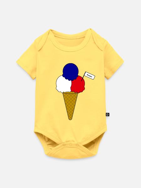 Französich France Flag Eiscreme - Baby Premium Kurzarmbody - Pastellgelb