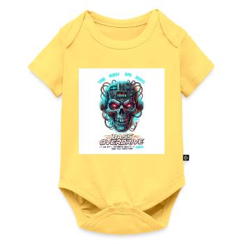 Bass Overdrive // 150 BPM Cyberpunk Skull - Baby Premium Kurzarmbody - Pastellgelb - Vorne