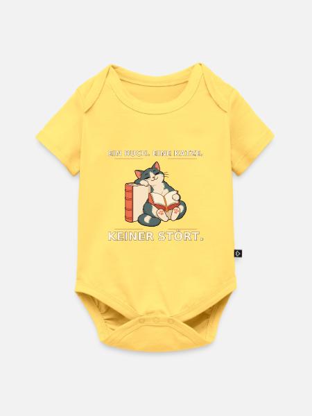 Buchliebe Katze – Nicht Stören - Baby Premium Kurzarmbody - Pastellgelb