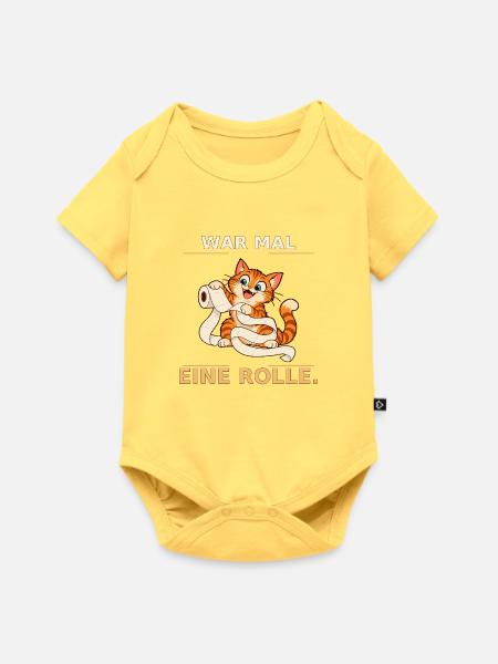 War mal eine Rolle Katze - Baby Premium Kurzarmbody - Pastellgelb