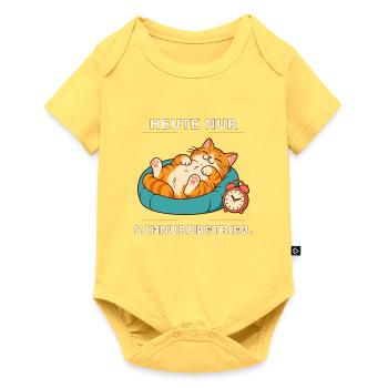Heute Nur Schnurrbetrieb Katze - Baby Premium Kurzarmbody - Pastellgelb - Vorne