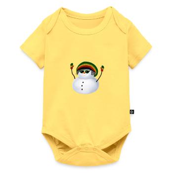 Rasta Schneemann - Mit Sonnenbrille - Baby Premium Kurzarmbody - Pastellgelb - Vorne