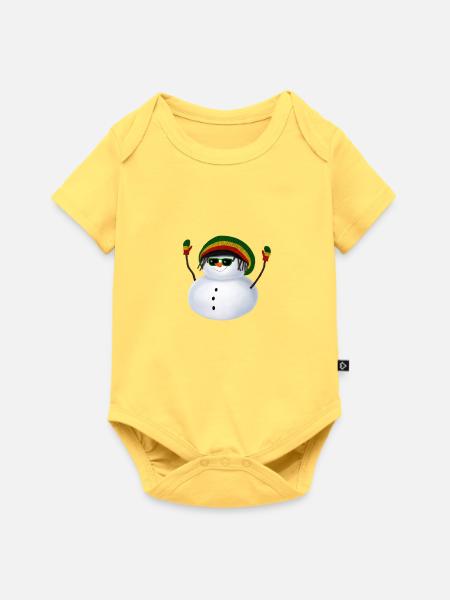 Rasta Schneemann - Mit Sonnenbrille - Baby Premium Kurzarmbody - Pastellgelb
