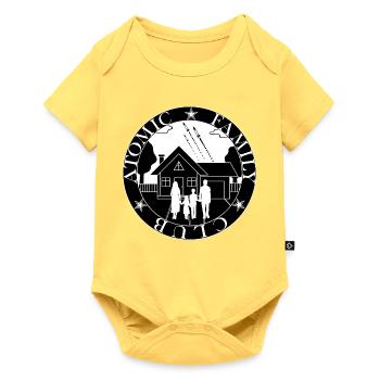 Familie im Kosmischen Haus - Baby Premium Kurzarmbody - Pastellgelb - Vorne