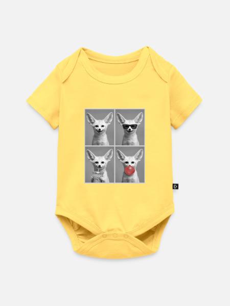 Wüstenfuchs Fennek - Baby Premium Kurzarmbody - Pastellgelb