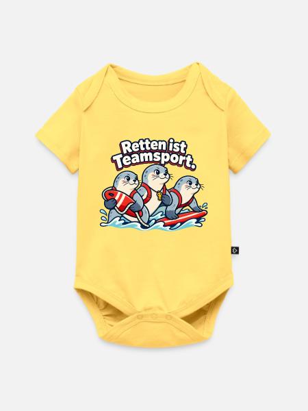 Rettungsschwimmer Lifeguard Wasserrettung Team - Baby Premium Kurzarmbody - Pastellgelb