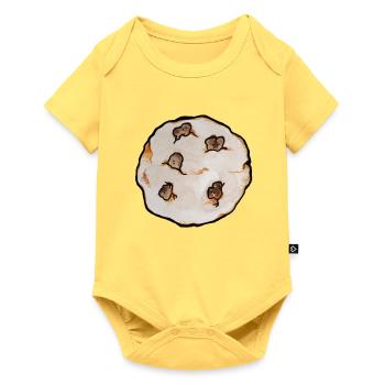 Charmantes Chip-Keks-Muster - Baby Premium Kurzarmbody - Pastellgelb - Vorne