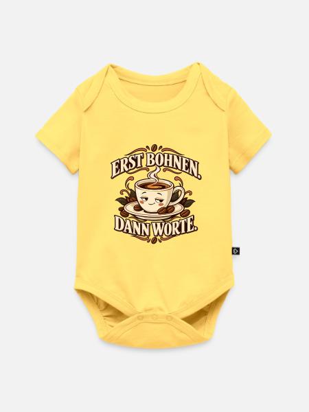 Erst Bohnen dann Worte - Baby Premium Kurzarmbody - Pastellgelb