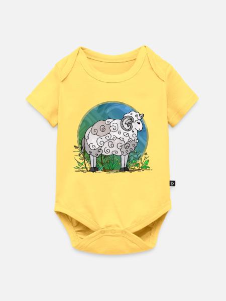 Widder - Baby Premium Kurzarmbody - Pastellgelb