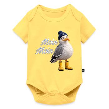 Moin Moin Möwe - Baby Premium Kurzarmbody - Pastellgelb - Vorne
