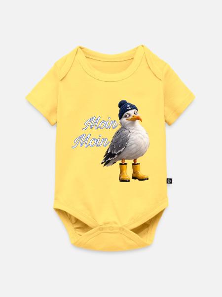 Moin Moin Möwe - Baby Premium Kurzarmbody - Pastellgelb