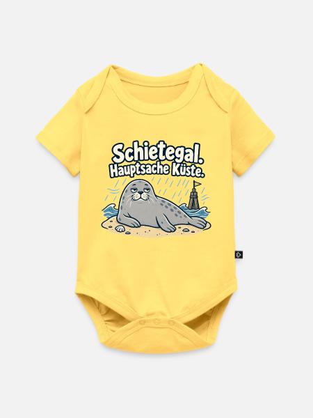 Schietegal Hauptsache Küste Fischkopp - Baby Premium Kurzarmbody - Pastellgelb